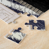 ヴィンテージアフリカの地図セピアトーン白黒ゼブラ ジグソーパズル (側面)