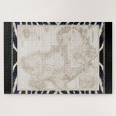 ヴィンテージアフリカの地図セピアトーン白黒ゼブラ ジグソーパズル (横)