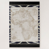ヴィンテージアフリカの地図セピアトーン白黒ゼブラ ジグソーパズル (縦)