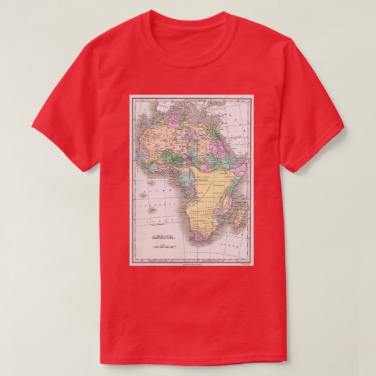ヴィンテージアフリカの地図1827 Tシャツ (デザイン正面)