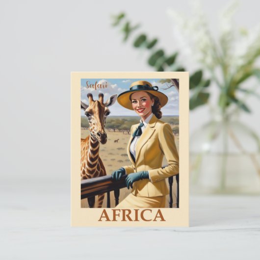 ヴィンテージアフリカアフリカサファリ旅行 ポストカード (スタンド正面)
