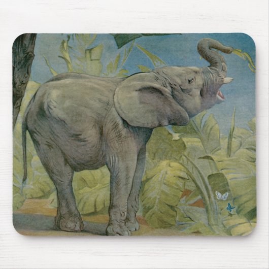 ヴィンテージアフリカゾウのジャングル、EJ Detmold マウスパッド (正面)