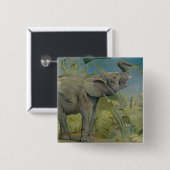 ヴィンテージアフリカゾウのジャングル、EJ Detmold 缶バッジ (正面&裏面)