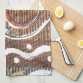ヴィンテージアフリカンモチーフアートプリント キッチンタオル (四つ折り)