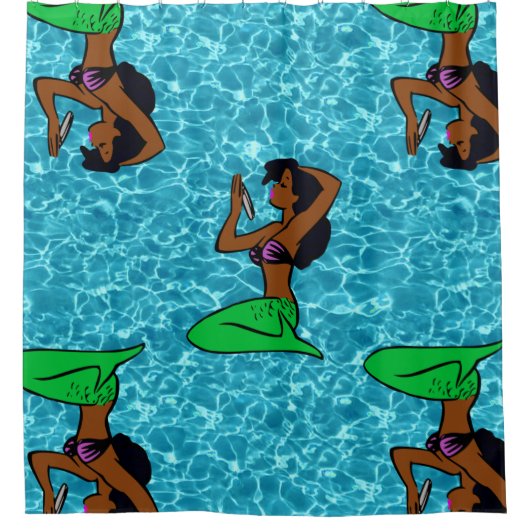 ヴィンテージアフリカ人魚海海 シャワーカーテン (正面)