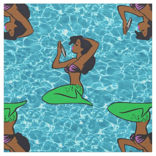 ヴィンテージアフリカ人魚海海 ファブリック (クローズアップ)