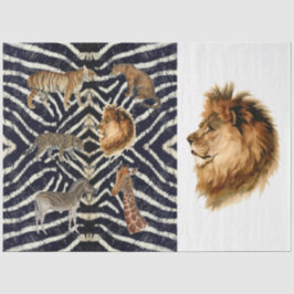 ヴィンテージアフリカ地図ライオン植物分身 薄葉紙