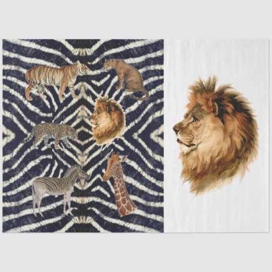 ヴィンテージアフリカ地図ライオン植物分身 薄葉紙 (正面)