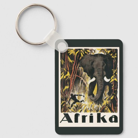 ヴィンテージアフリカ旅行ポスター、アフリカゾウ キーホルダー (正面)