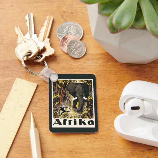 ヴィンテージアフリカ旅行ポスター、アフリカゾウ キーホルダー (デスク)