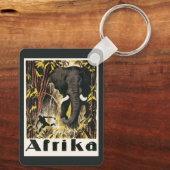 ヴィンテージアフリカ旅行ポスター、アフリカゾウ キーホルダー (裏面)