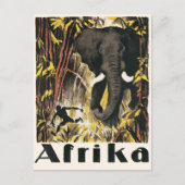 ヴィンテージアフリカ旅行ポスター、アフリカゾウ ポストカード (正面)