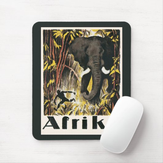 ヴィンテージアフリカ旅行ポスター、アフリカゾウ マウスパッド (マウス)