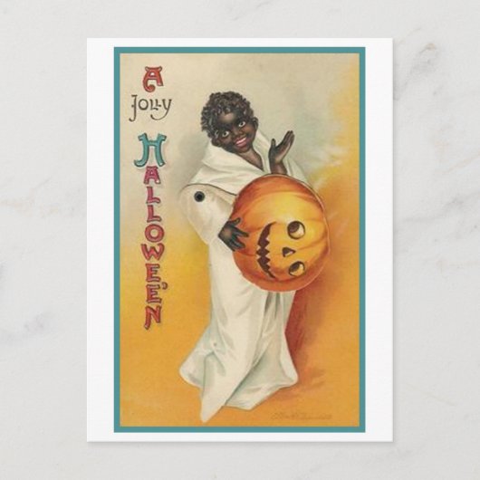 ヴィンテージアフリカ系アメリカンハロウィーン シーズンポストカード (正面)