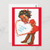 ヴィンテージアフリカ系アメリカ人かわいいバレンタインポストカード ポストカード (正面/裏面)