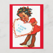 ヴィンテージアフリカ系アメリカ人かわいいバレンタインポストカード ポストカード (正面)