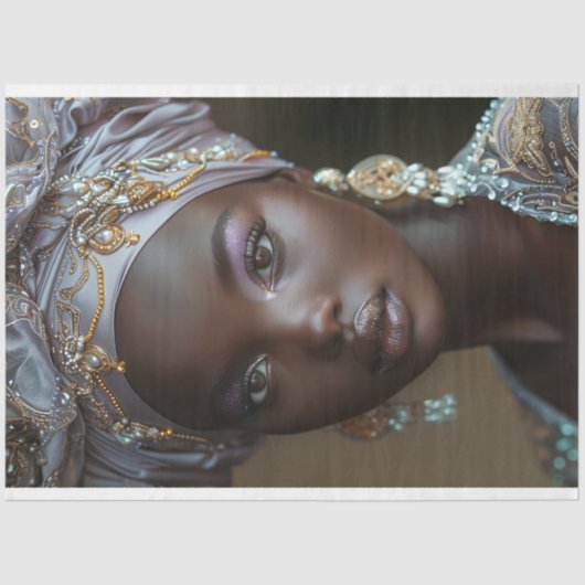 ヴィンテージアフリカ系アメリカ人の女性デコパージュ 薄葉紙 (正面)