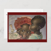 ヴィンテージアフリカ系アメリカ人カップルのバレンタイン ポストカード (正面/裏面)