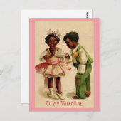 ヴィンテージアフリカ系アメリカ人カップルのバレンタイン ポストカード (正面/裏面)