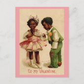 ヴィンテージアフリカ系アメリカ人カップルのバレンタイン ポストカード (正面)