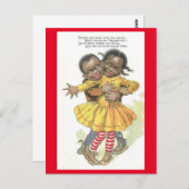 ヴィンテージアフリカ系アメリカ人カップルのバレンタイン ポストカード (正面/裏面)