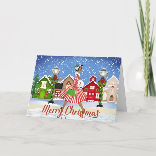 ヴィンテージアフリカ系アメリカ人クリスマスカード カード (正面)