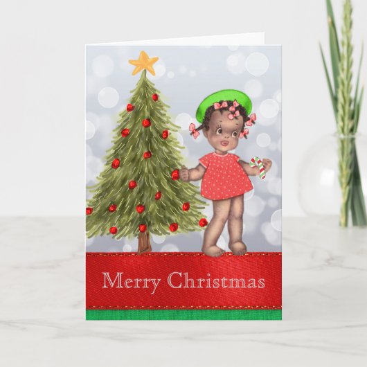 ヴィンテージアフリカ系アメリカ人クリスマスカード シーズンカード (正面)