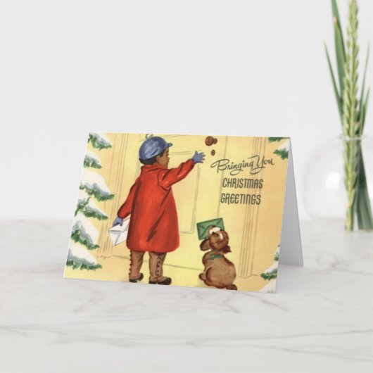 ヴィンテージアフリカ系アメリカ人クリスマスカード シーズンカード (正面)