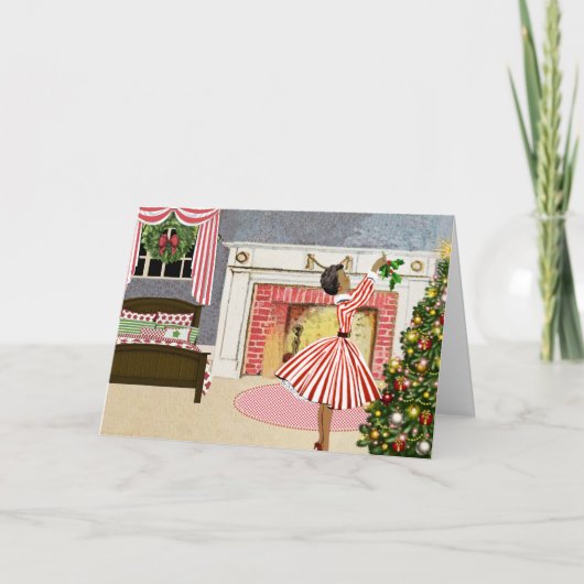 ヴィンテージアフリカ系アメリカ人クリスマスカード シーズンカード (正面)