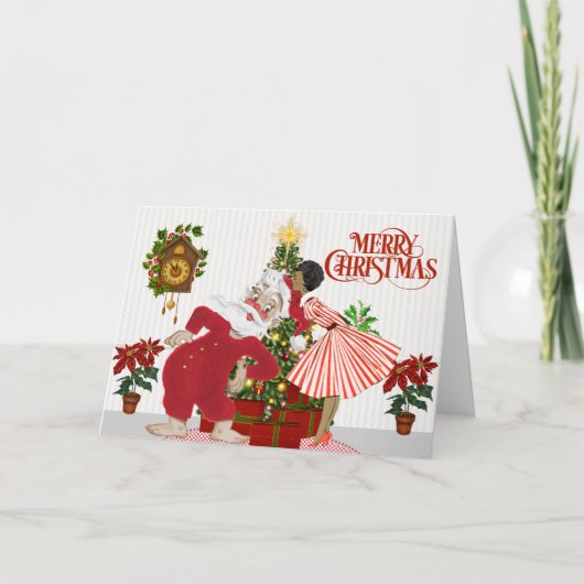 ヴィンテージアフリカ系アメリカ人クリスマスカード シーズンカード (正面)