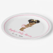 ヴィンテージアフリカ系アメリカ人プリンセスベビーピンク ペーパープレート (アングル)