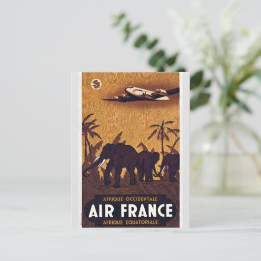 ヴィンテージアフリカ航空旅行ポスター葉書 ポストカード (スタンド正面)