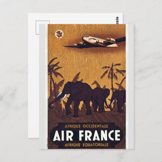 ヴィンテージアフリカ航空旅行ポスター葉書 ポストカード (正面/裏面)