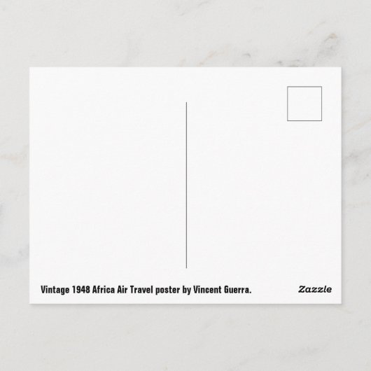 ヴィンテージアフリカ航空旅行ポスター葉書 ポストカード (裏面)