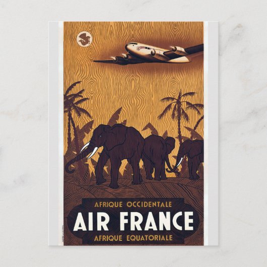 ヴィンテージアフリカ航空旅行ポスター葉書 ポストカード (正面)