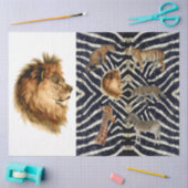 ヴィンテージアフリカ野生動物ライオン・デコップアート 薄葉紙 (クラフト)