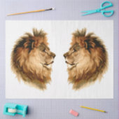 ヴィンテージアフリカ野生動物ライオンwマネ・デコペ 薄葉紙 (クラフト)