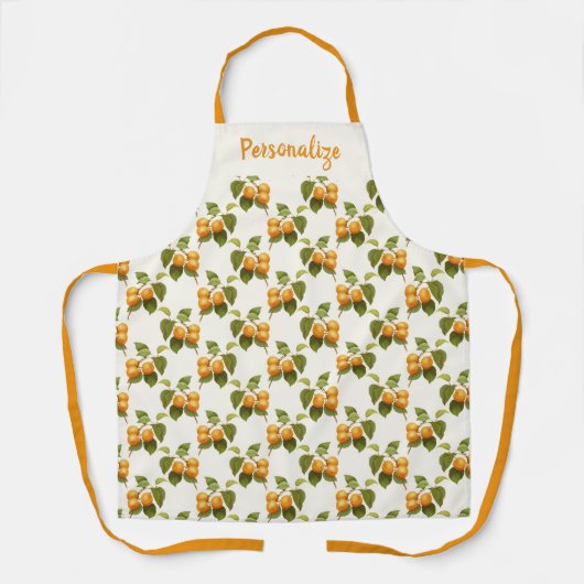 ヴィンテージアプリコットつる植物フルーツオーチャードウィメンズ料理 エプロン (正面)
