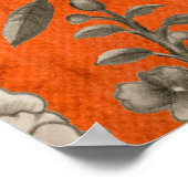 ヴィンテージアプリコットオレンジボタニカルシノワセリーアート ポスター (角)