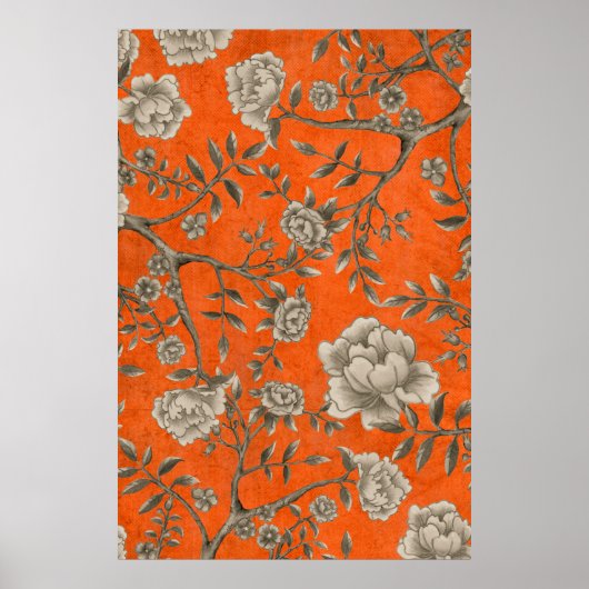 ヴィンテージアプリコットオレンジボタニカルシノワセリーアート ポスター (正面)