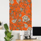 ヴィンテージアプリコットオレンジボタニカルシノワセリーアート ポスター (ホームオフィス)