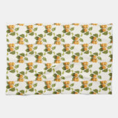 ヴィンテージアプリコットフルーツオーチャードパターン キッチンタオル (横)