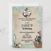 ヴィンテージアホイマテイパイレーツバースデーパーティーワールドマップ 招待状 (正面)