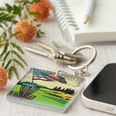 ヴィンテージアポップ・アートのートアメリカンフラッグディスクゴルフ キーホルダー (正面右)