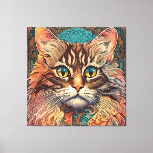 ヴィンテージアポップ・アートのート、ルイワーインビューティフルキャット キャンバスプリント (正面)