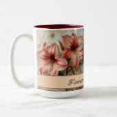 ヴィンテージアマリリス花レトロ素朴水彩 ツートーンマグカップ (左)