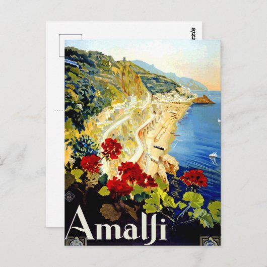 ヴィンテージアマルフィイタリアヨーロッパトラベルカード ポストカード (正面/裏面)