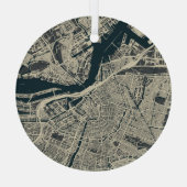 ヴィンテージアムステルダムの地図:レトロミニマル ガラスオーナメント (裏面)