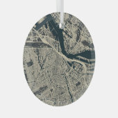 ヴィンテージアムステルダムの地図:レトロミニマル ガラスオーナメント (正面右)
