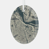ヴィンテージアムステルダムの地図:レトロミニマル ガラスオーナメント (正面左)